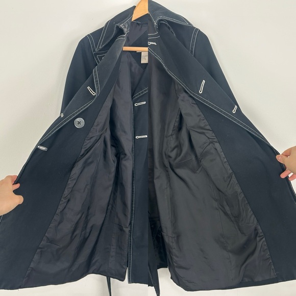 Vintage Massini Black Contrast Stitching Trench Coat - Picture 8 of 8
